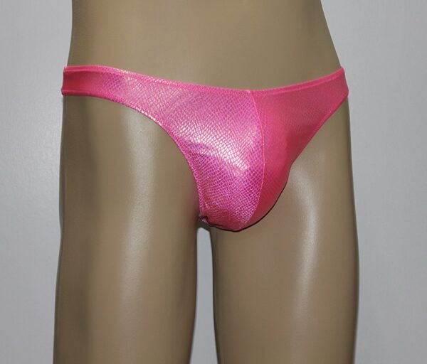 Model #5147 - Shiny Snake Print Spandex T-Back Thong